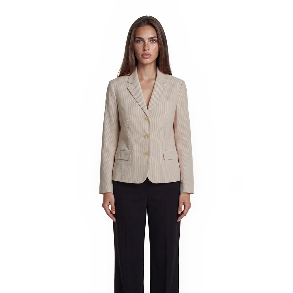 Lauren Ralph Lauren 100% Linen Blazer Women's Size 12 Pink Textured Jacket Lined